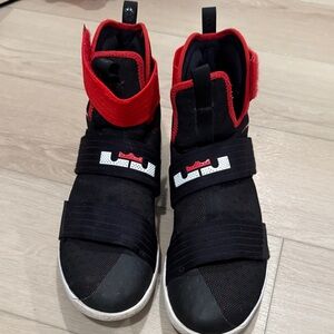 Men's Black and Red High-Top Sneakers